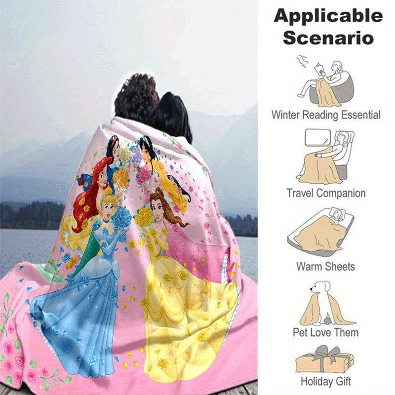 1pc Princess Printing Blanket - Soft, All-Season Throw for Living Room, Bedroom,Personalized Gift with Adorable Cartoon Design