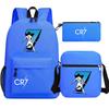 Football Star Cr7 3Pcs Boy Girl Back To School Book Bags, Student Shoulder Bag Pencil Case Backpack, Teenagers Mochila Men Women