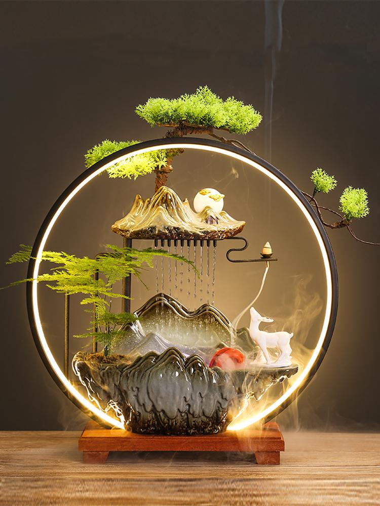 Flowing Water Backflow Incense Fountain & Humidifier - Perfect for Home, Office, or Gift Decoration.