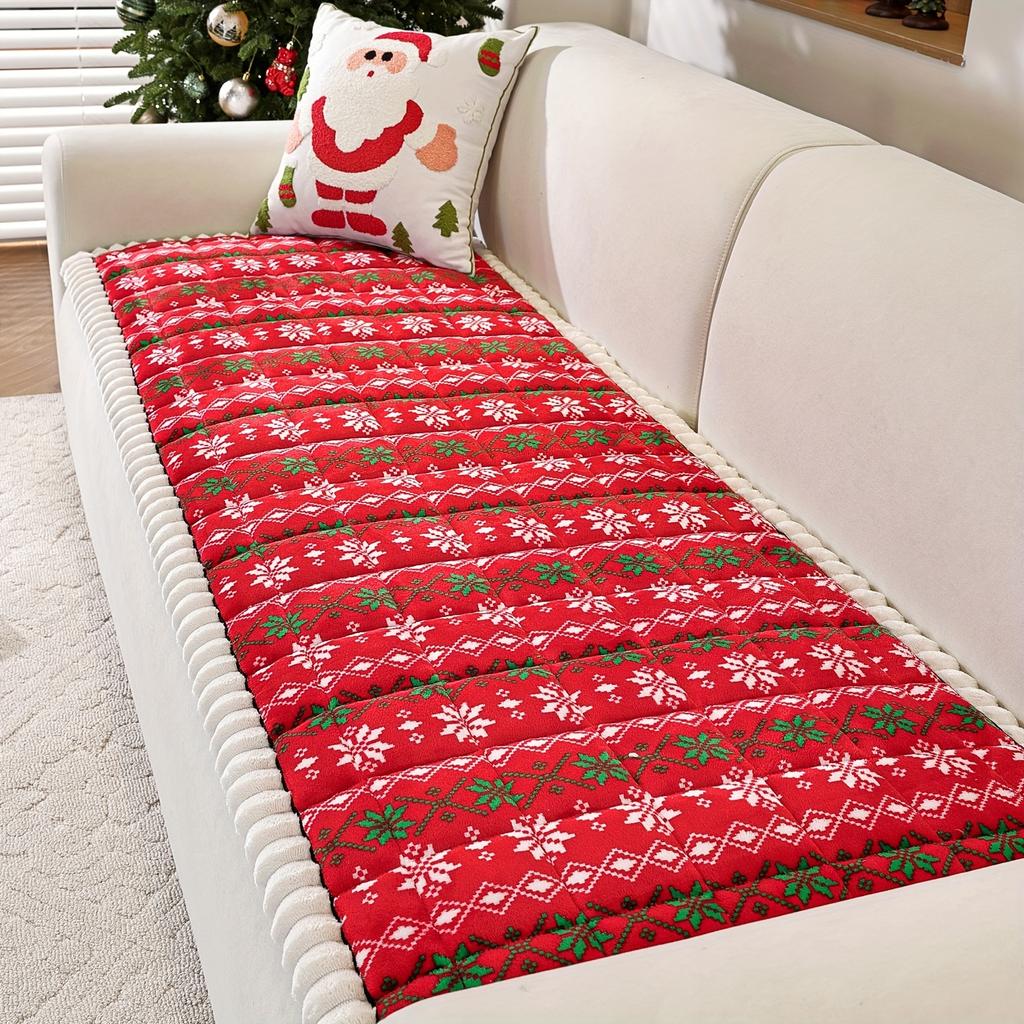 1pc Plush Quilted Christmas Snowflake & Cable--like Sofa Cushion Cover - Thick Milk -like Texture