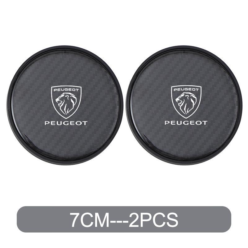 New Styling 2Pc Carbon Fiber Car Coaster Anti-noise Water Cup Pad For Peugeot 208 3008 407 307 206 301 408 5008 308 2008 207 508