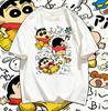 2026 Summer Comic Form Crayon Shinchan Image 100 Cotton Printed Oversize Casual Tshirt Adult Children Parentchild Top Y2k