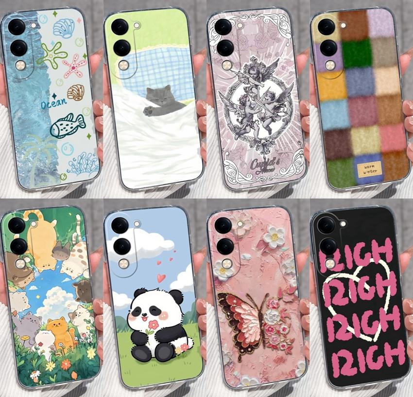 Fashion Casing For Vivo Y04 Y02 Y02a Y02s Y400 Pro X200 Ultra X200s Phone Case Lovely Cat Panda Shell Transparent TPU Soft Silicone Shockproof Housing