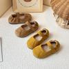 Baby Walking Shoes Non-slip Soild Color Girls Flats Round Toes Hook&loop 2025 New Kids Leather Shoes Moccasins Ins soft sole
