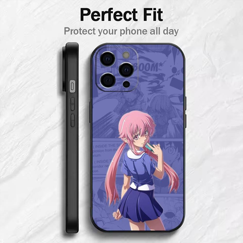 F-Future D-Diary Gasai Yuno Handyhülle Für iPhone17,16,15,14,13,12 Plus,Max Weiches Silikon Schwarze Hülle