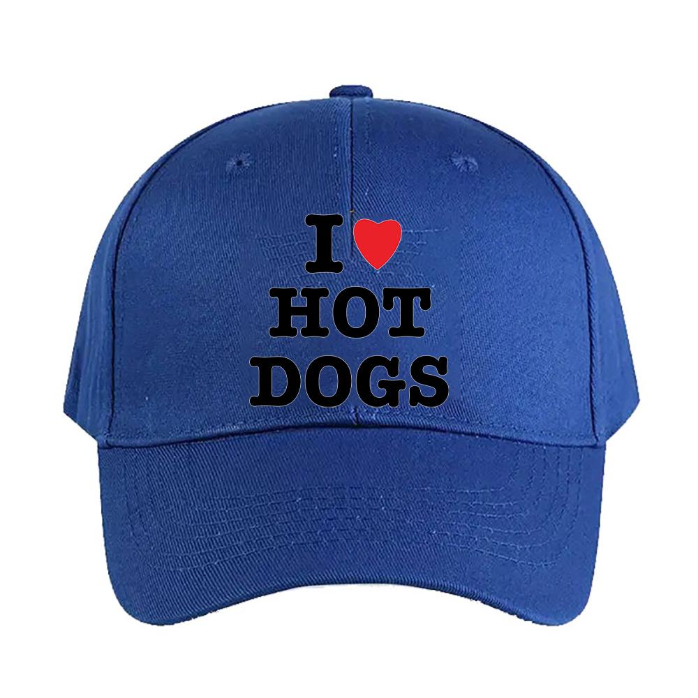 I Love Hot Dogs Woman Man Summer Baseball Cap Adjustable with Curved Brim Duckbill Cap Protection Sun Hats