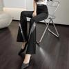 Korean Fashion Diamond Chain High Waist Flare Pants Women New Black Elastic Tassel Slim Sexy Casual Versatile Straight Trousers