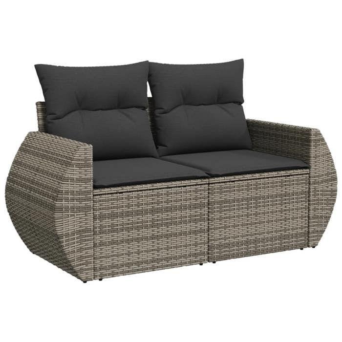 VidaXL Salon de Jardin avec Coussins 11 pcs, Canapés de Terrasse, Ensemble de Meubles de Patio, Mobilier d'Extérieur, Gris 3221899
