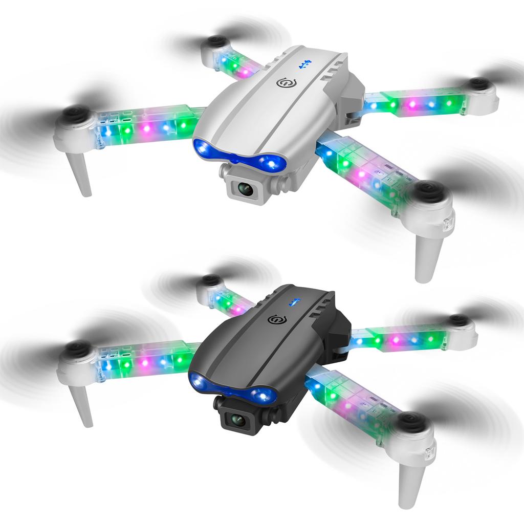 Quadcopter with Dual Camera, 2.4G 4 Channel Foldable Remote Control Aircraft with LED Lights, Altitu