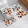Halloween Shower Curtain Set - Pumpkin Cat Bat Spider Design, Includes Toilet Lid Cover & Bath Mats, 180X180Cm, 12 Hooks