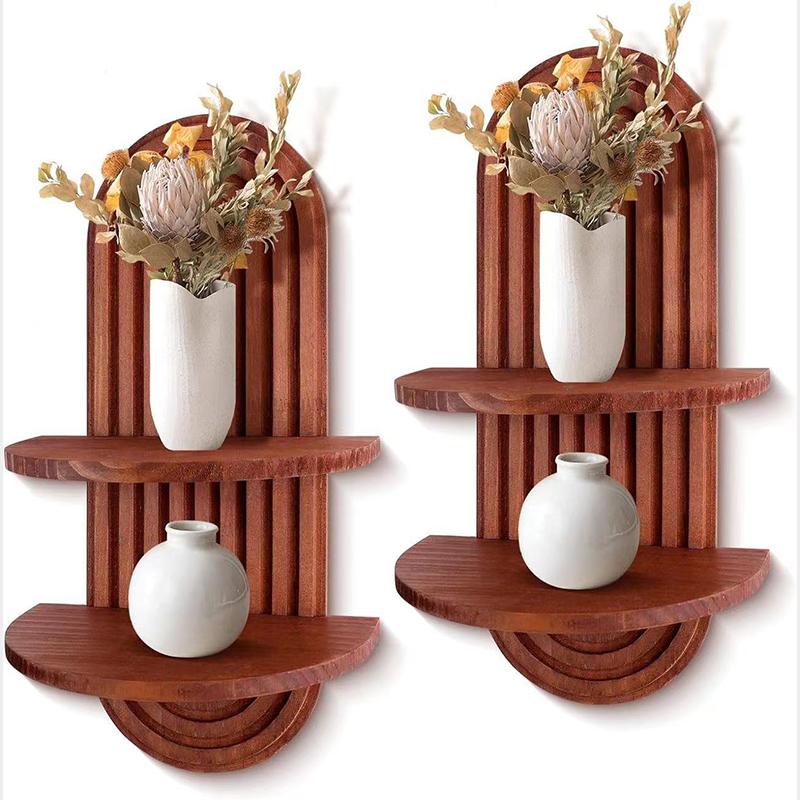 1set Wall Hanging Rack Floating Shelf Arched Storage Rack Geometric Display Rack Boho 2 Colors