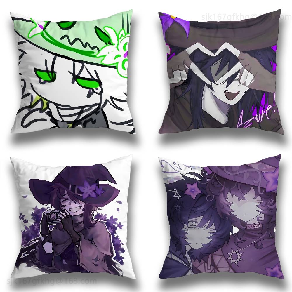 A-Azure Anime Pillow Case Square Double-Sided Printing Short Plush Sofa Cushion Cover Bedroom Bedside Pillow