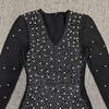 Cross-Border Bandage Dress: Sexy Deep V Beaded Rhinestone Evening Gown for Women