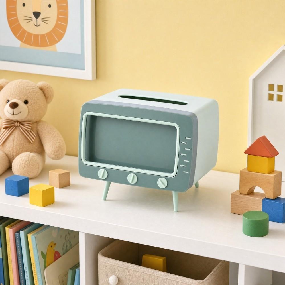 Phone Holder TV Desktop Tissue Box Square Tissue Dispenser Cute Funny Paper Storage Box Restaurant