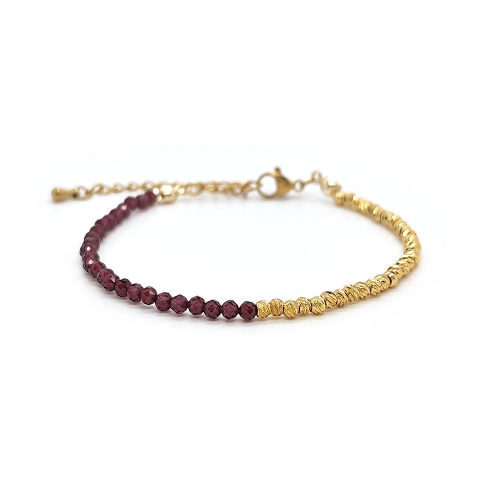 Vlen Women's Adjustable Bracelet with Textured Corrugated Beads Bijoux Natural Stone Dainty Jewelry Gift