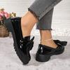 2025 Women's High Heels Classic Office Professional High Heels Women's Bow Round Toe Medium Heel Slip-On Loafers