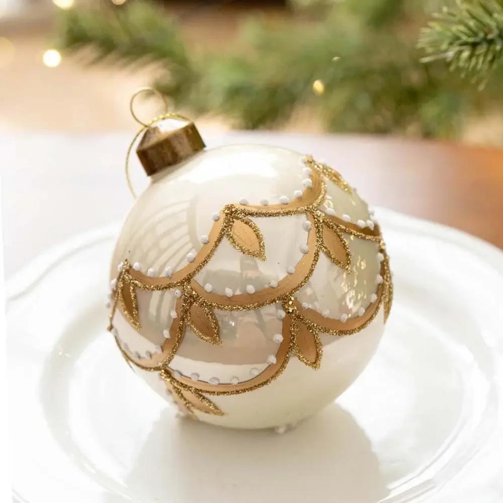 Santa Claus Christmas Glass Ornaments Snowman Christmas Theme X-mas Tree Decoration Pendant Gift Colorful Christmas Hanging