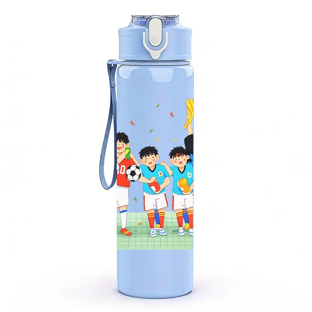 1PC Kids Cheer Sport Team Scene Print 750ml Color Plastic Sports Water Bottle Leakproof Flip Straw Lid Suitable for Sports Office Home Use