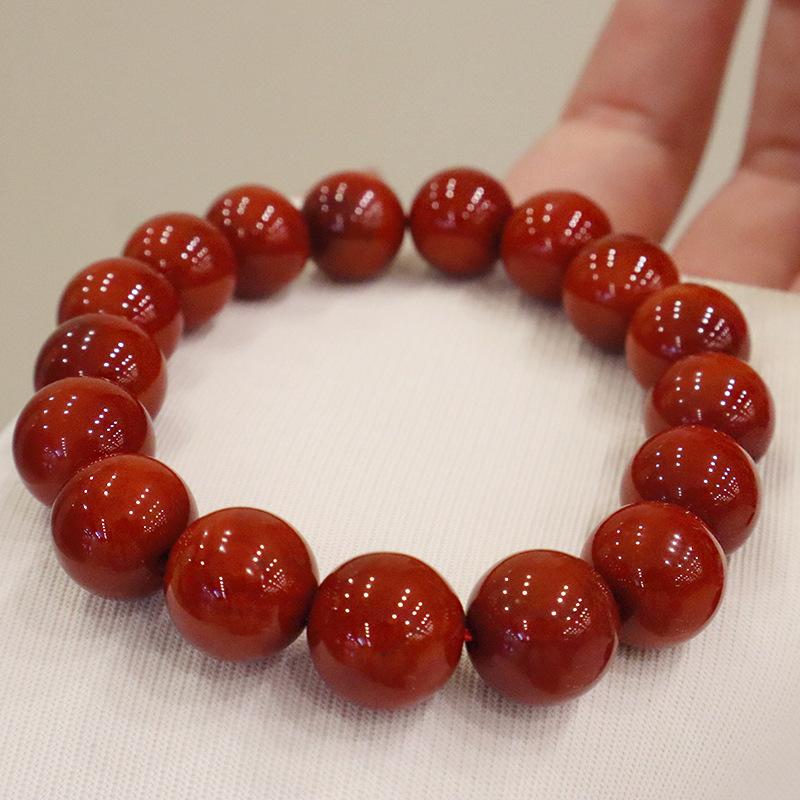Natural Nanhong Agate Round Bead Braceletfashion Women Daily Jewelry Gift