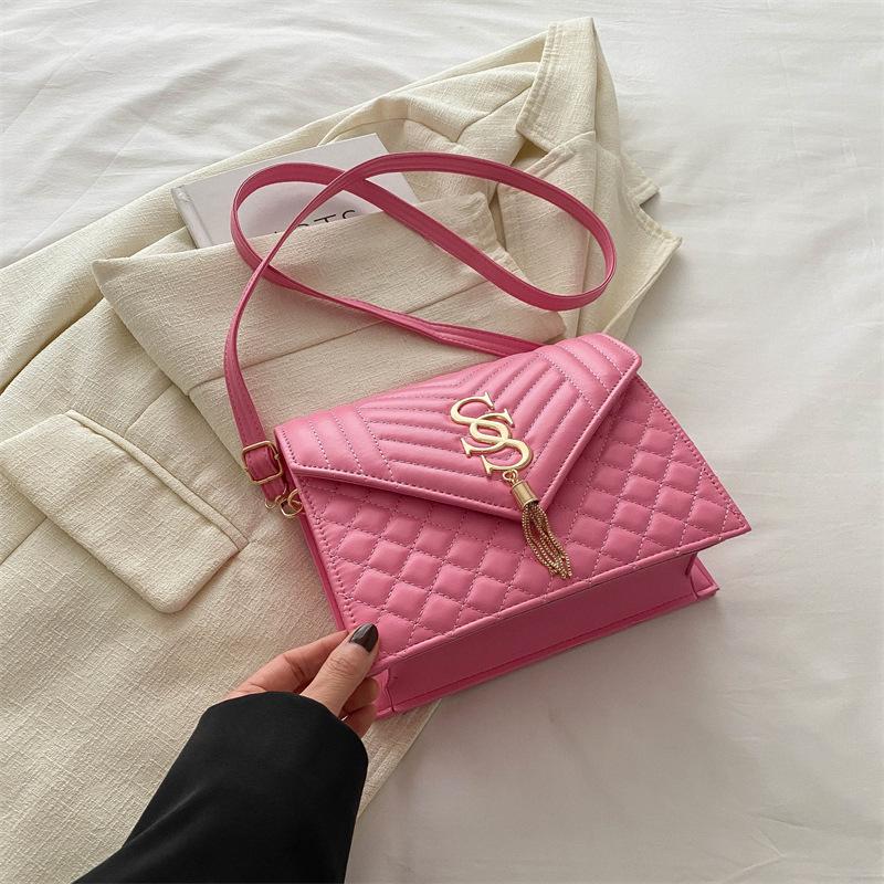 

Проста та модна сумка-месенджер маленька квадратна сумка для жінок, проста сумка в іноземному стилі для жінок 2024 нова літня повсякденна модна сумка через плече рожевий