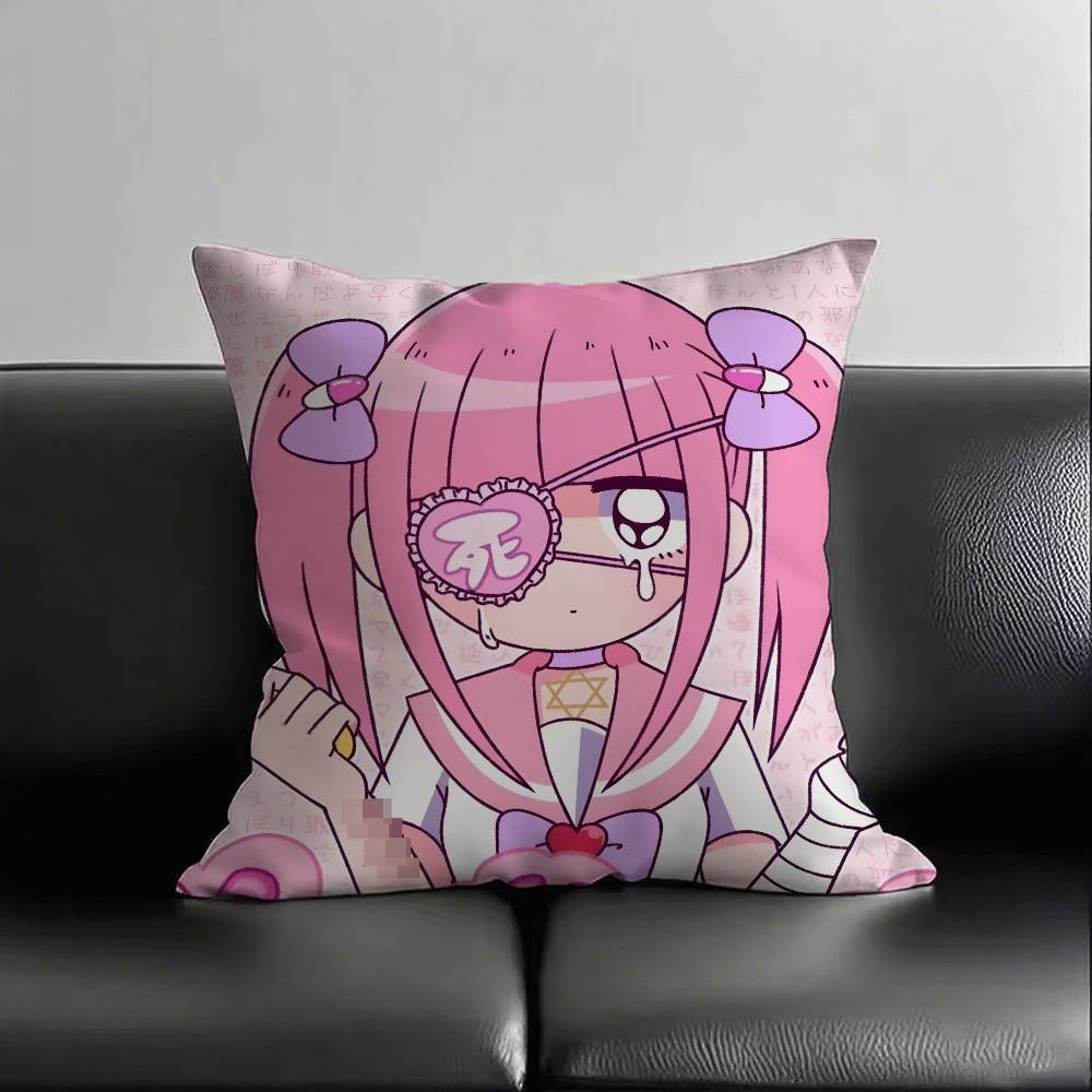 1pc Menhera Chan Pillow Case Fashion Square Pillowcase Bedroom Sofa Room Ins Decoration Leisure