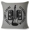 Retro Microphone Guitar Design Cushion Cover Double Sided Soft Polyester Home Decor Pillow Case