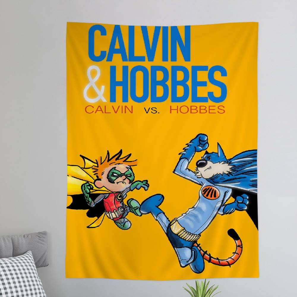CCalvin And HHobbes Cartoon Tapestry for Living Room Home Dorm Decor INS Home Decor