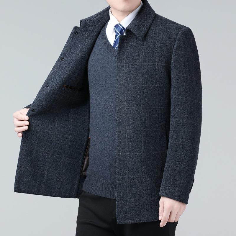 Winter Double-sided Cashmere Coat Men's Mid-Length Wool Thick Coat Versatile Down Liner Dad Outerwear