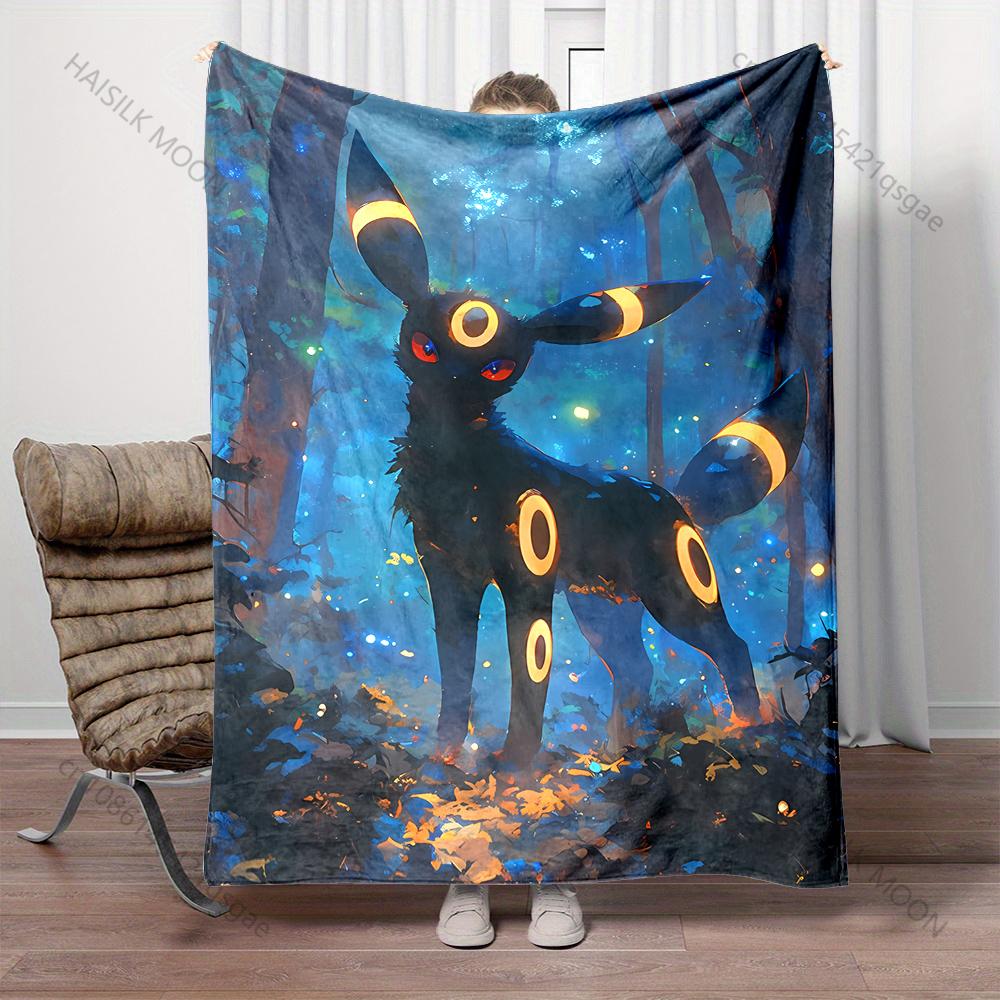 Multiple Sizes Pokemon Umbreon Printed Warm Soft Flannel Material Suitable for All Seasons Deluxe Gifts for Adults and Children