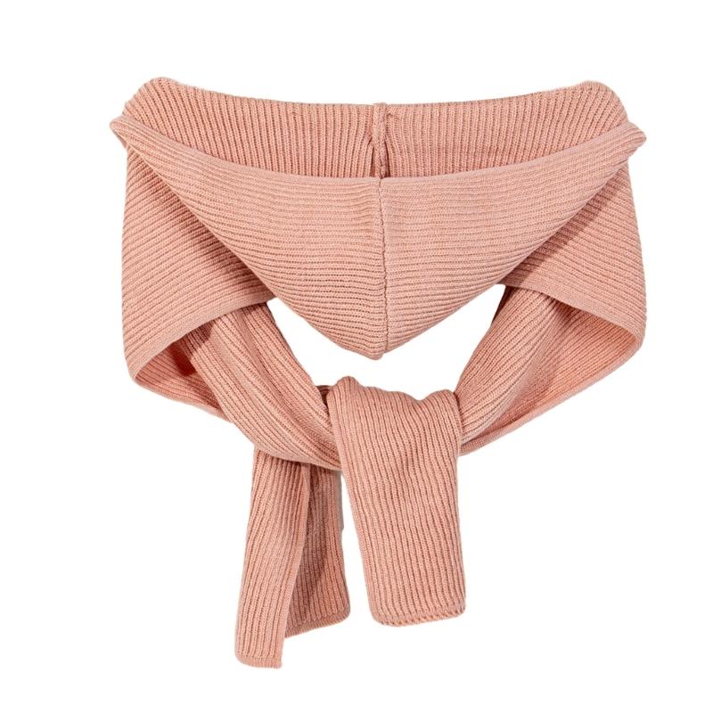 Fashionable Solid Color Shawl Wrap Soft Knitted Scarf Hat for Various Outfit Office Decorative Shoulder Wrap Neckpieces