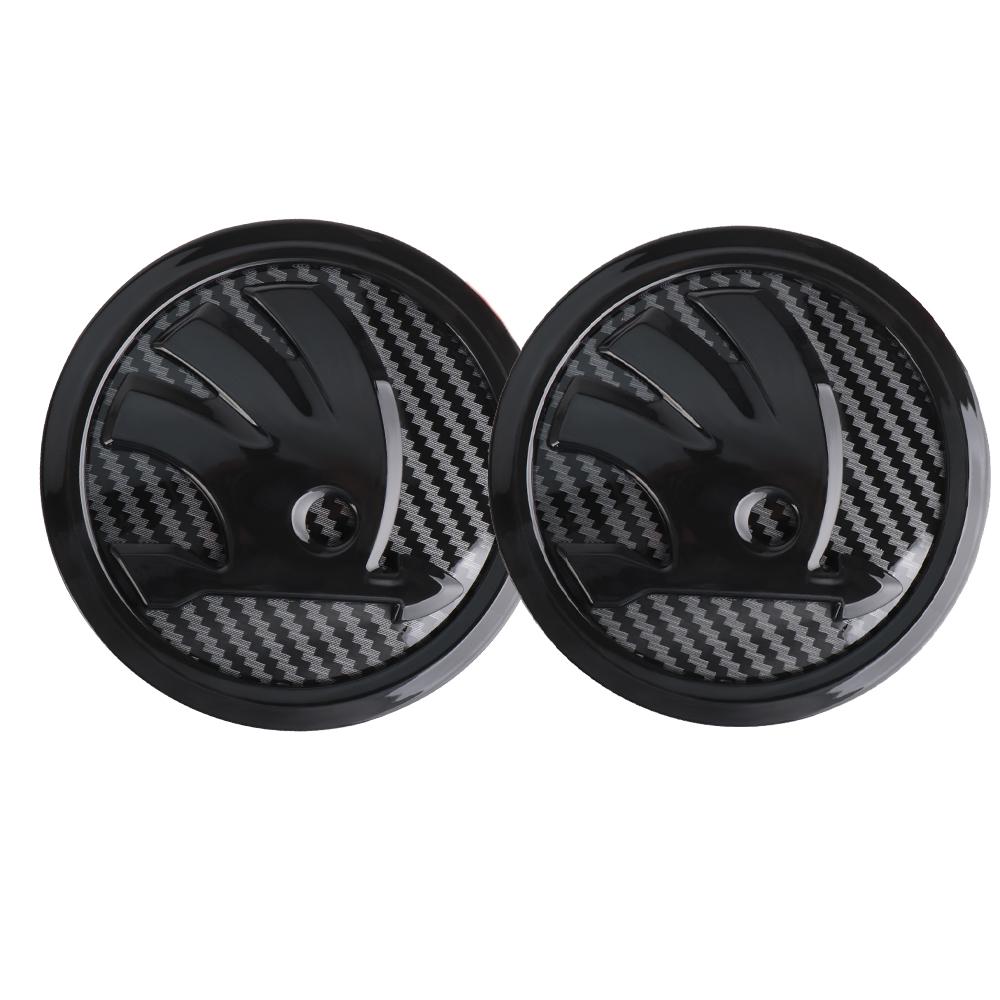 AEQ1 2pcs Car Front Hood Badge Rear Trunk Emblem Replacement Sticker For Skoda S Octavia 2 3 Kodiaq Fabia Karoq Superb 3 Scala VRS A5