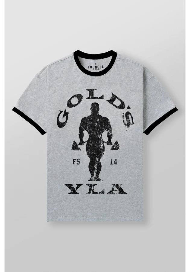 The BAY YoungLA x Gold's Gym Retro Korte Mouw Stretch T-shirt voor Mannen & Vrouwen