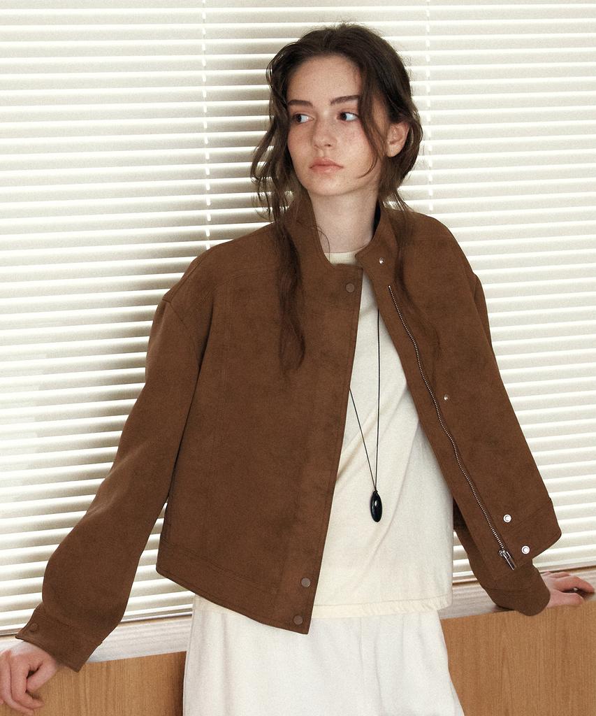 Yuppe Suede Blouson Jacket_Brown