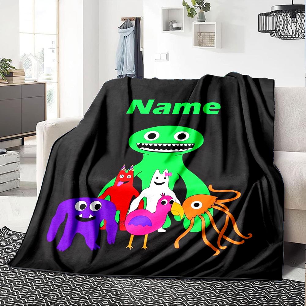 Custom Name Garten of Banban Theme Printed Blanket - Perfect for Couch, Bed, Travel & Outdoor Use | Machine Washable, Cozy & Durable.