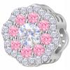 Silver Flower Charms Pink White Zircons With Flower Silver 925