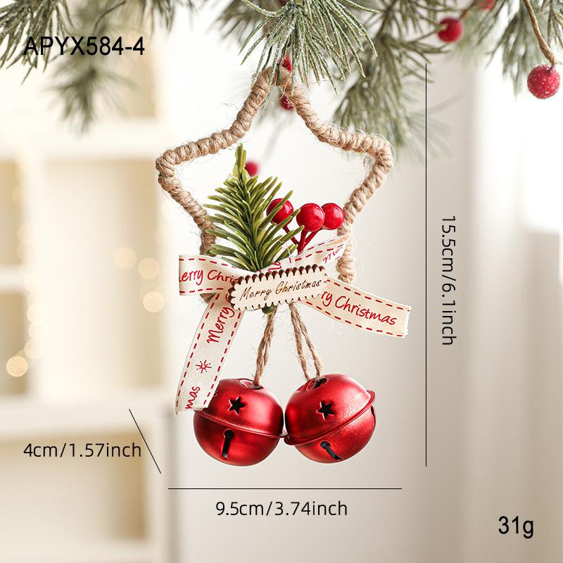 

Christmas Five Star Bell Pendant with Festive Bow - Wall And Door Hanging Decoration for Christmas Tree New Other красный
