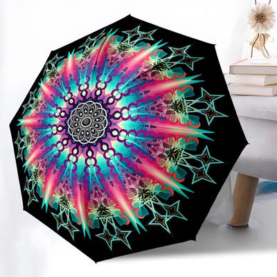 1pc Mandala, Kaleidoscope Automatic Umbrella | Portable Foldable 8-Rib Manual Open, Cute Birthday & Holiday Gift for Outdoor Yy260107125