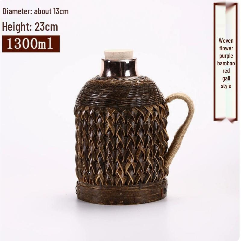 JingJingRS Retro Bamboo Woven Thermos Flask