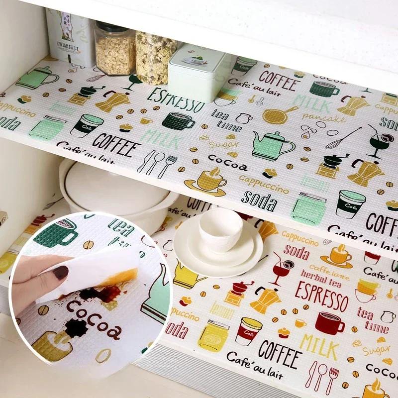 Printed Waterproof Drawer Mat - Scalable Cabinet Liner for Kitchen/Fridge, Non-Slip Shelf Contact Paper