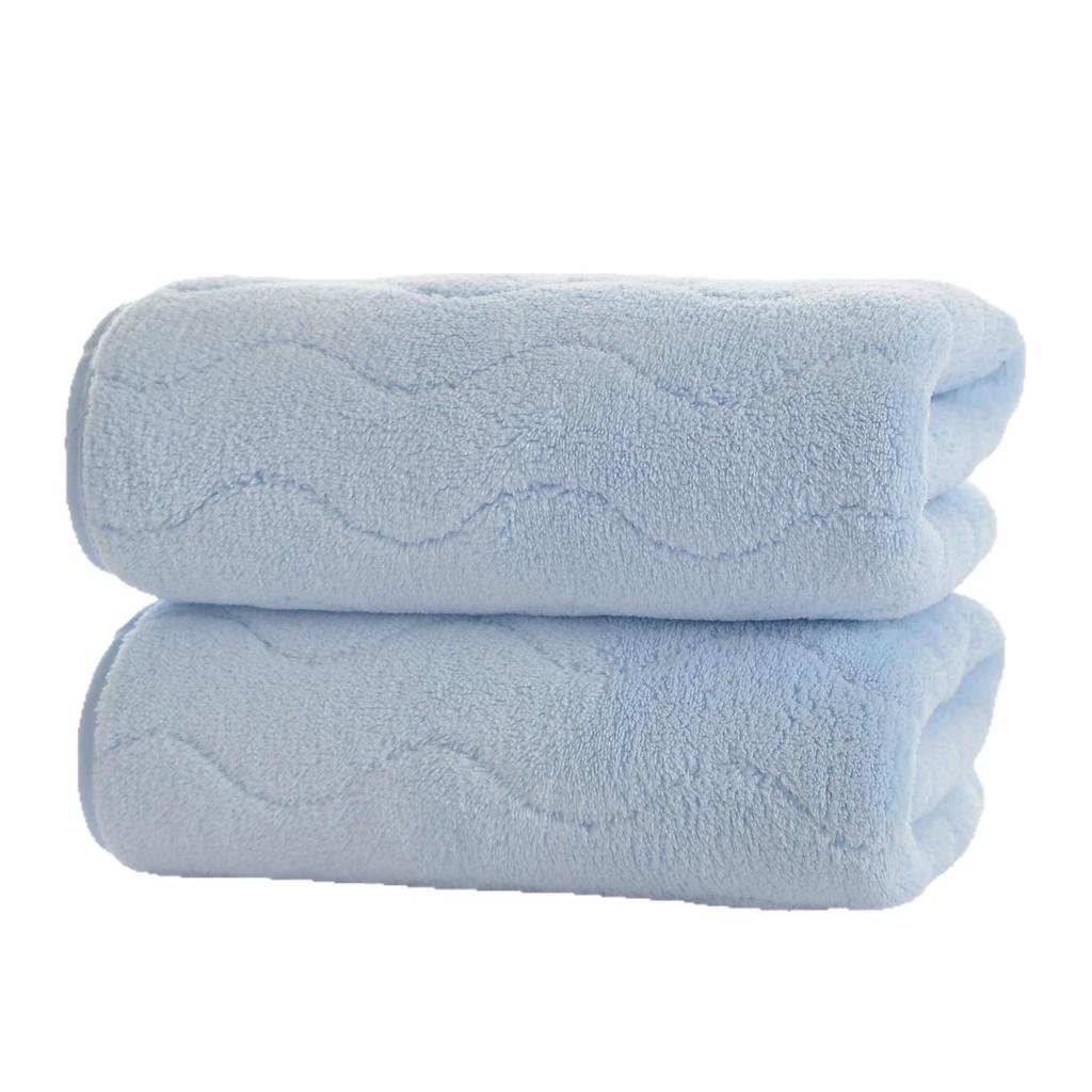 Coral Fleece Wavy Pattern Towel - Soft, Antibacterial Microfiber for Face & Hair Drying