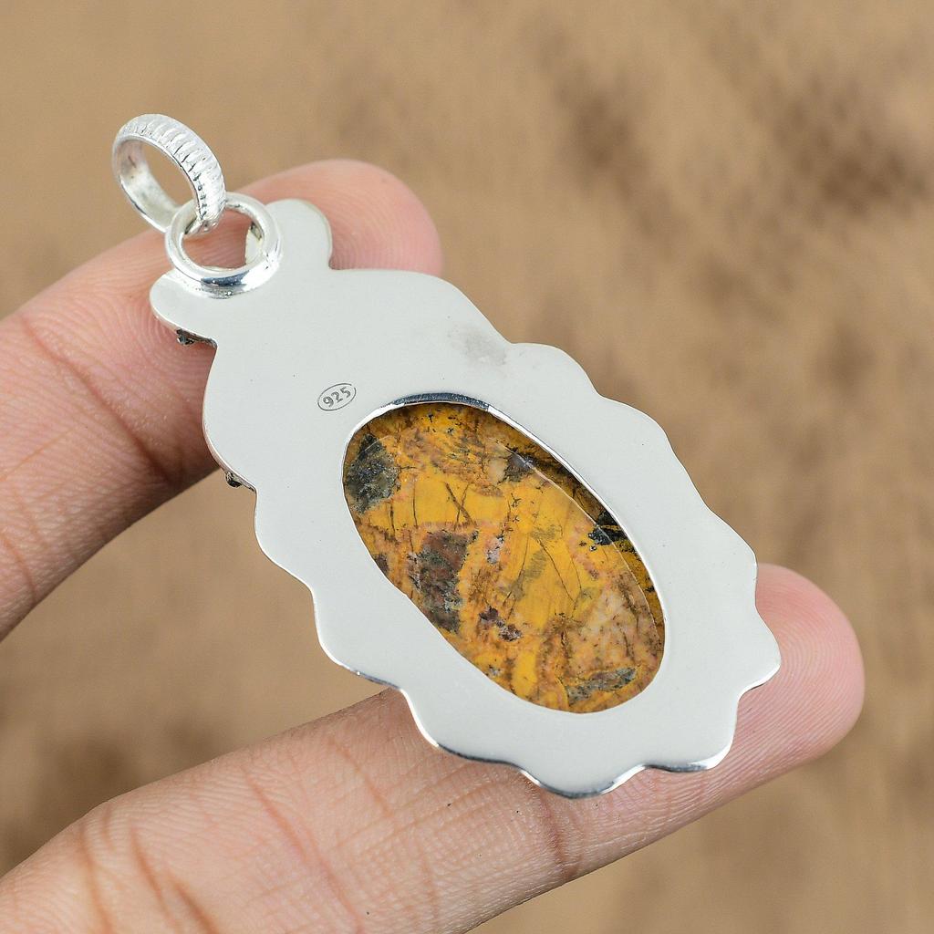 Natural Bauxite Gemstone Pendant 925 Sterling Silver Indian Jewelry For Women