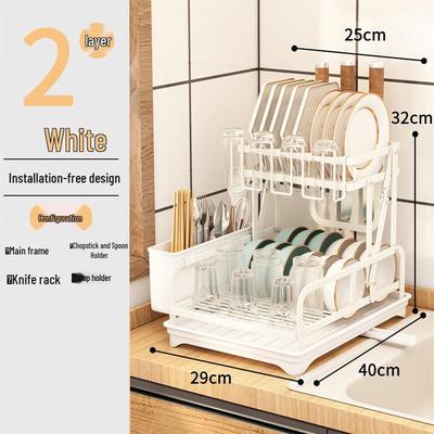 Zhishi Kitchen Countertop Dish Drying Rack with Drain