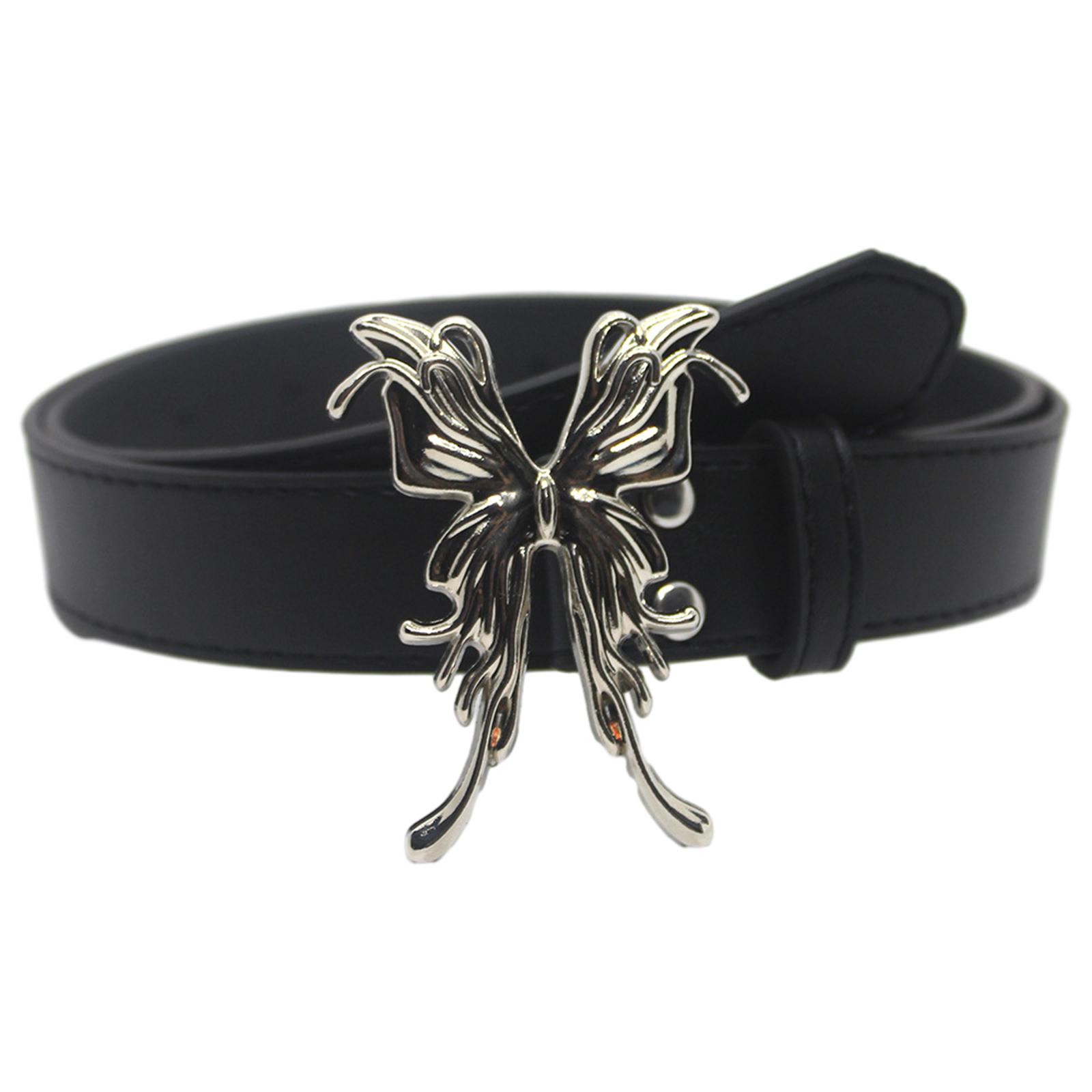 

Cool Waist Belt for Women Casual Pin Buckle Butterfly Buckle Vintage Wide Belt for Jeans Pants Teens Decorative Belt чорний