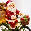 Clear Acrylic Santa Riding a Bike Paper Towel Stand, Integrated No-Assembly Construction with Colorful Christmas Artwork for Dining Tables and Party