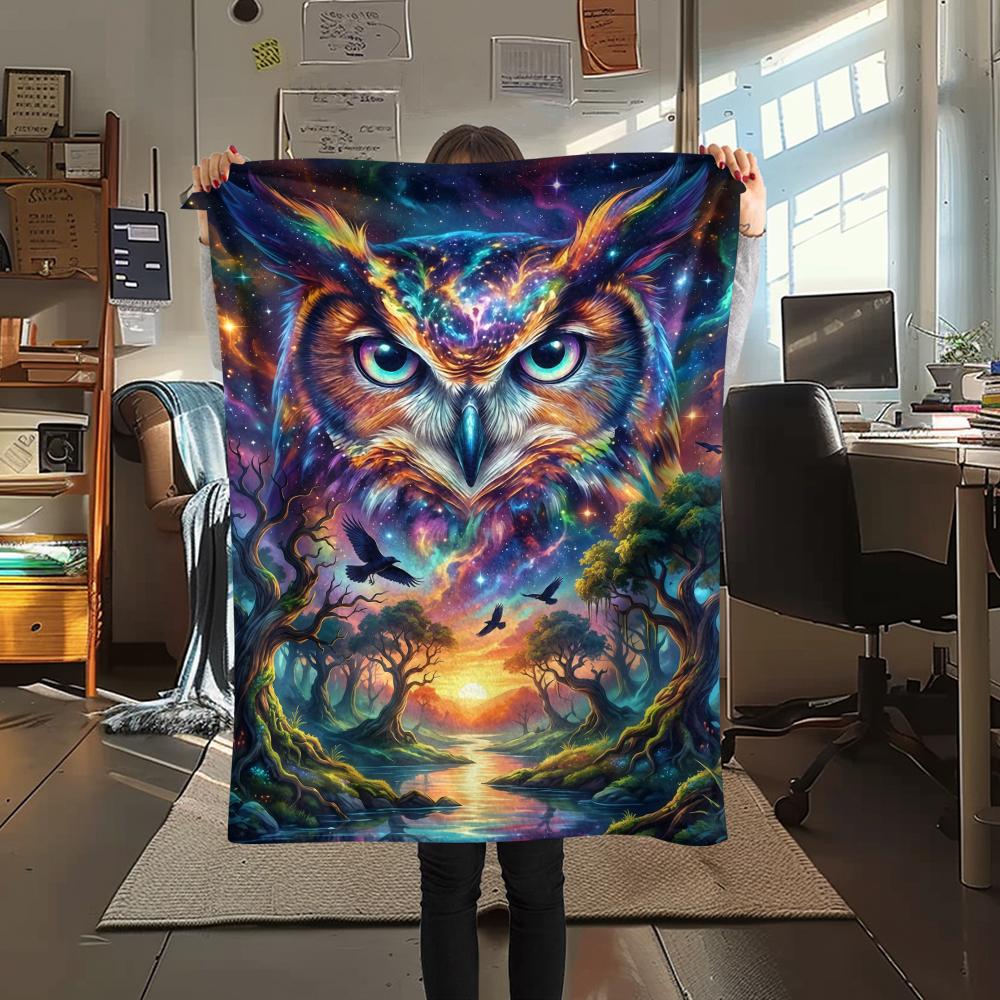 Aurora Sky Gorilla Unicorn OwlPrint Flannel Blanket,High quality Comfortable for All Seasons,Home Decor,Warmth and Comfort,Perfect for Christmas Gifts