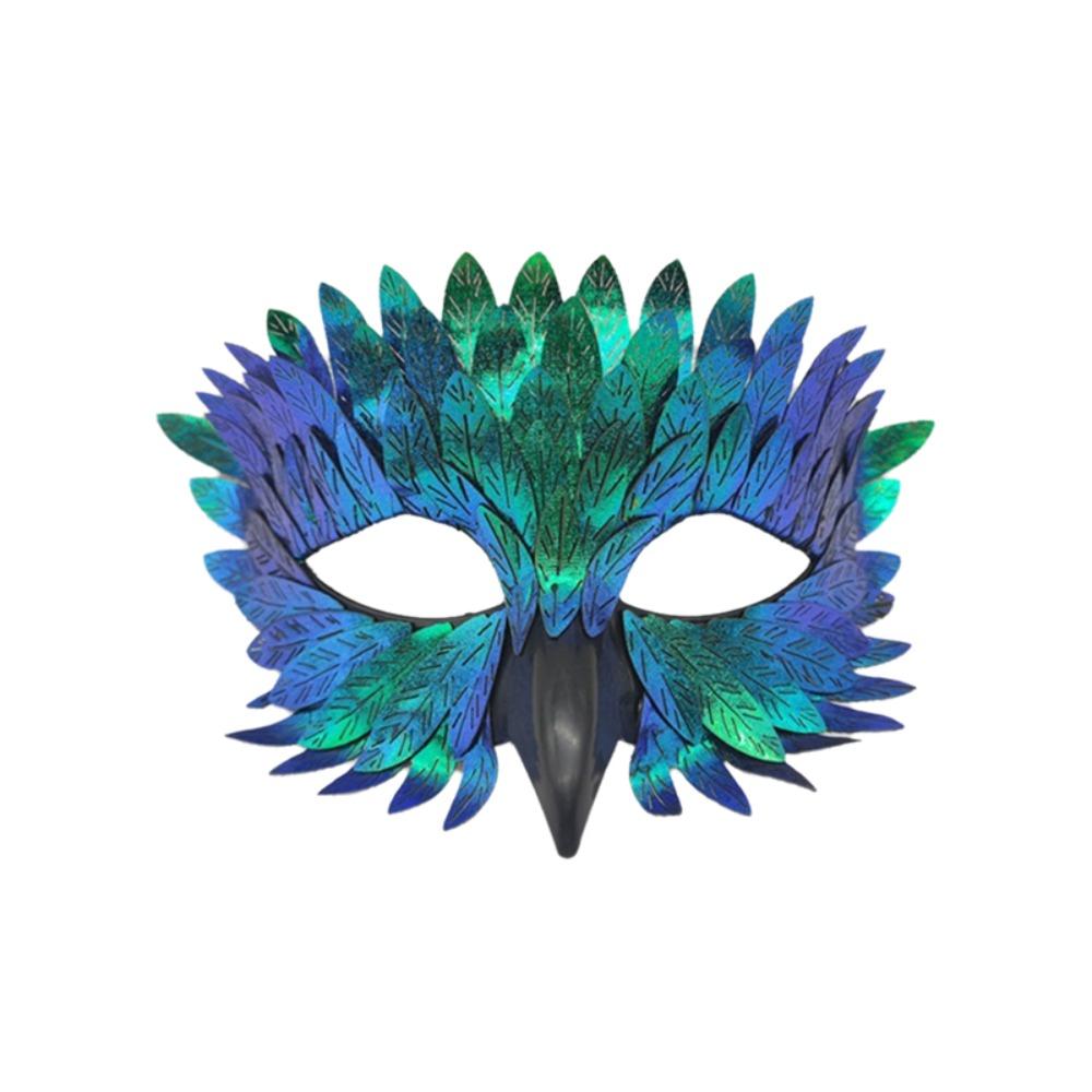 Gradient Crow Feather Mask Pearlescent Cosplay Mask Universal Bird Beak Eagle Mask Adults