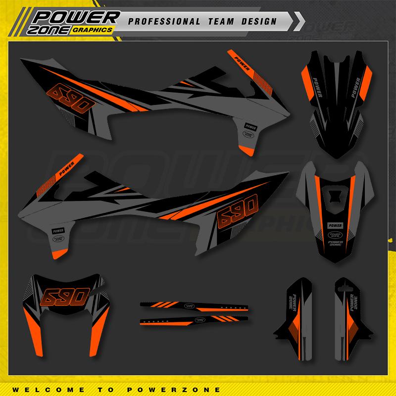 PowerZone Custom Team Graphics Backgrounds Decals for 3M Stickers Kit For KTM 19-21 SMC-R 690 Motorcycle Custom Stickers