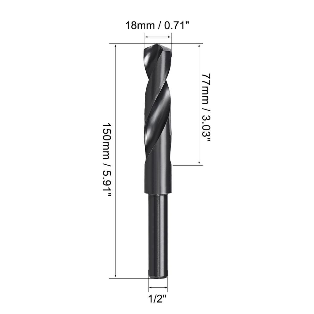 2pcs 15/18/28/35/mm Twist Drill Bits Black Nitride Coated HSS-6542 with 1/2" Reduced Shank