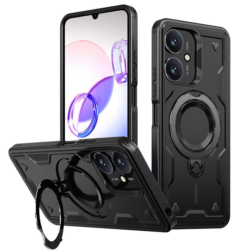 

For Xiaomi Redmi 13C 4G 5G, 13R, POCO M6 5G Case Magnetic Anti-drop Hard PC Ring Bracket Suction Back Cover For POCO M6 5G