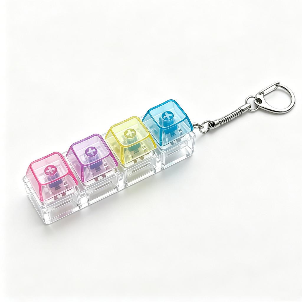 NEW Keyboard Keychain Fidget Toy, Crystal Clicker Sensory Toy for Stress Relief, Keyboard Keychain Fidget Gadget for Adults Kids